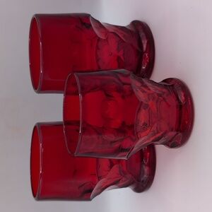 Viking Ruby Red Georgian Honeycomb 5" and 4" Tumbler Drinking Glasses - Set of 3
